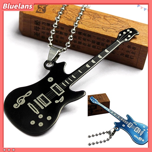 [BLS] Kalung Sweater Rantai Manik-Manik Liontin Gitar Unisex Pria Wanita Perhiasan Fashion