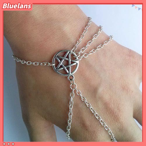 [BLS] Wanita Fahsion Wiccan Budak Pentagram Pentacle Dihiasi Rantai Gelang Perhiasan