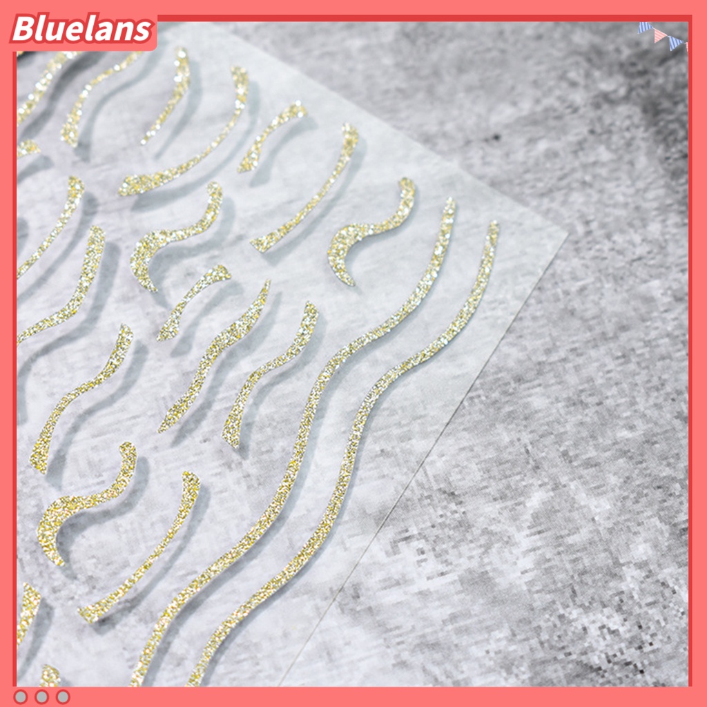 [BLM] Stiker Kuku Tidak Luntur Efek 3D Ultra Tipis Swirl Stripe Tape Winter French Graphic Slider Decor Untuk Manicure