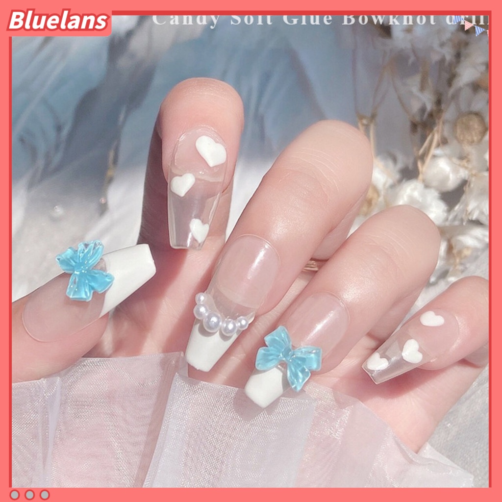 [BLM] 50 Pcs Nail Art Perhiasan Indah Busur Pesona Aksesoris Berwarna Resin Nail Art Dekorasi Perlengkapan Kuku