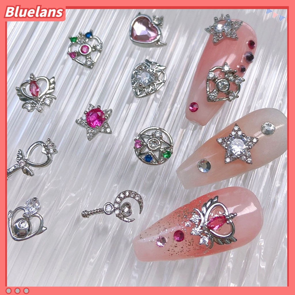[BLM] Hiasan Kuku Sparkling Bentuk Indah Anti-Oksidasi Mempesona Efek Visual Mudah Diterapkan Paduan Dekoratif 3D Gaya Sailor Moon DIY Manicure Jewelry Perlengkapan Kuku