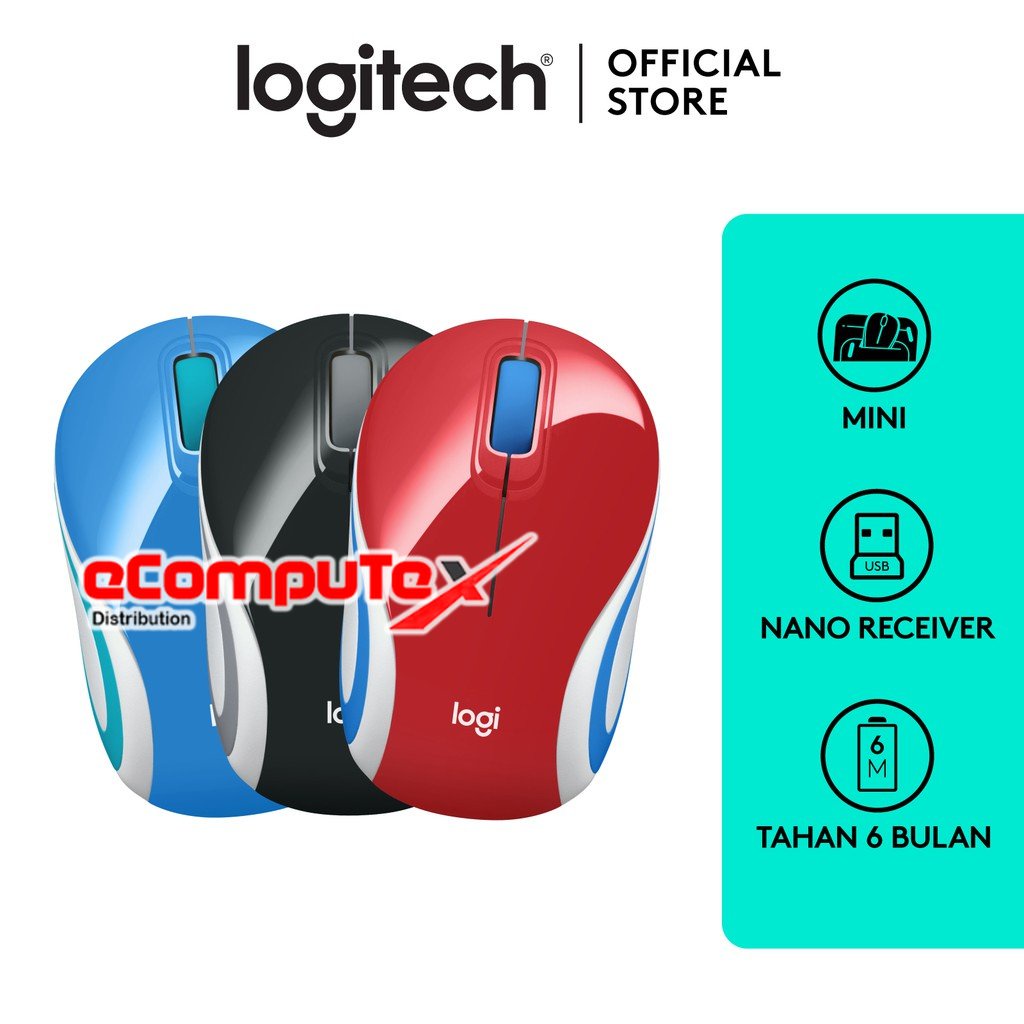 LOGITECH M187 MOUSE WIRELESS MINI PORTABLE – ORIGINAL RESMI