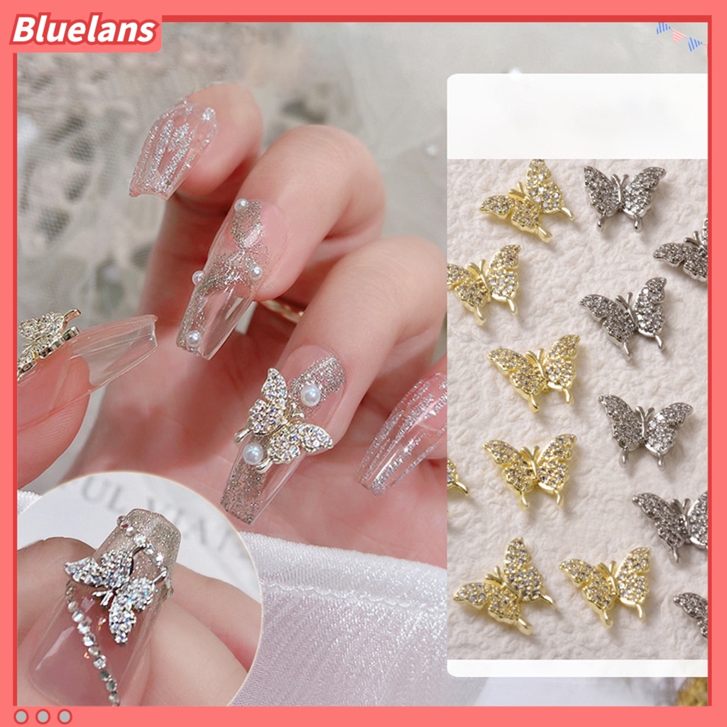 [BLM] Hiasan Kuku Kupu-Kupu Hias Tahan Jatuh DIY Nail Art Zircon Mewah Halus Manicure Butterfly Charms Perlengkapan Kuku