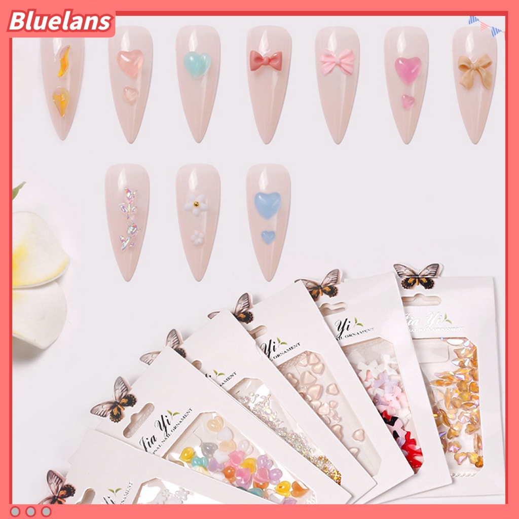 [BLM] 50pcs /Bag Pesona Nail Art Removable Non-drop Tidak Luntur Anti Gores Mudah Menempel Efek 3D Manikur Ornamen Kuku Salon Supply