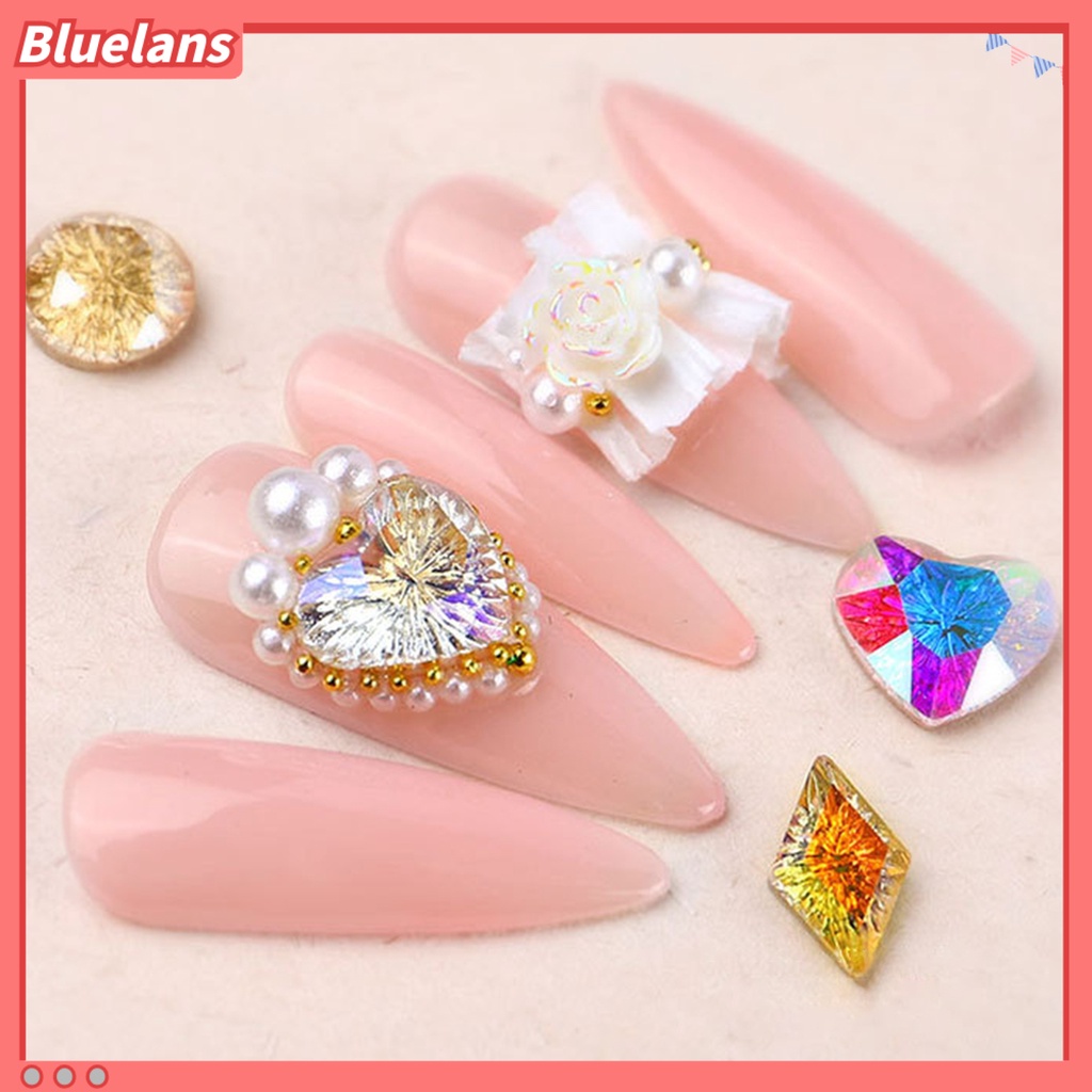 [BLM] Nail Glitter Transparan Indah Bersinar Rhombic Rhinestone Nail Dekorasi Untuk Salon Kecantikan