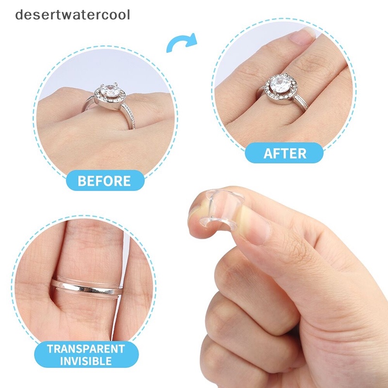 Deid 8ukuran Silikon Invisible Clear Ring Size Adjuster Mengencangkan Pengecil Alat Perhiasan Martijn
