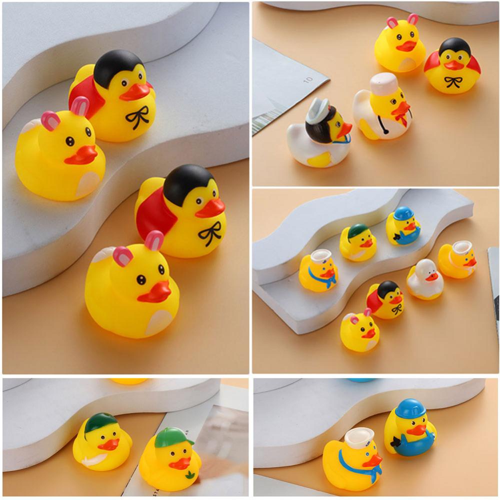 Timekey 1PC Cosplay Bebek Karet Mainan Mandi Bayi Anak Shower Bath Toy Float Suara Mencicit Bebek Lucu Renang Air Bermain Game Mainan J3L8