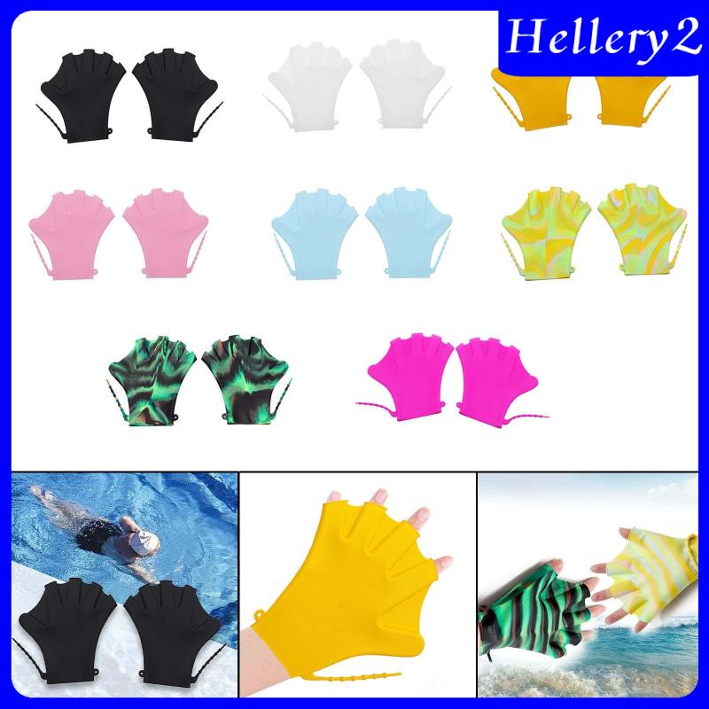 [Hellery2] Webbed Sarung Tangan Renang Diving Surfing Adjustable Lap Swimming Aquatic Gloves