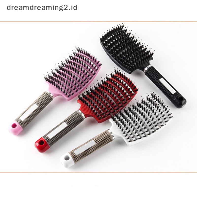 (drea) Sikat Rambut Anti Statis Lengkung Vented Styling Brush Detangling Massage Brushes //