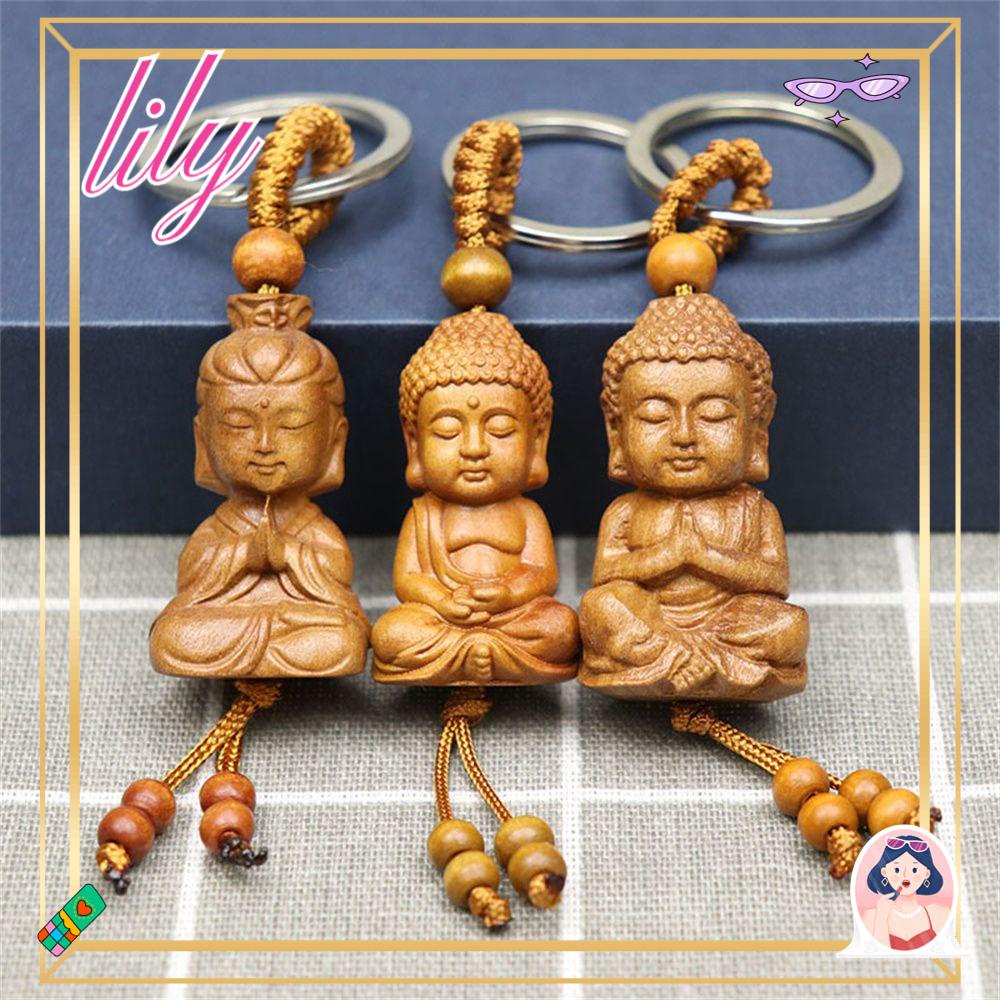 Gantungan Kunci LILY W ooden Gantungan Kunci Monk Buddha Lucu