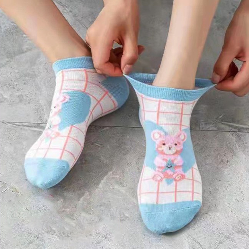 MurmerOfficial Kaos Kaki Fashion Wanita Korea Style Motif Kartun Karakter Women Sock Import KK120