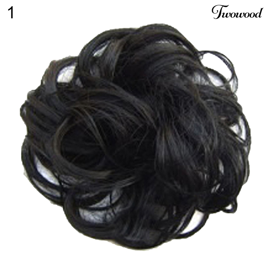 Twowood Hair Bun Soft All-match Curly Wanita Hair Bun Extension Untuk Travel Belanja Pacaran