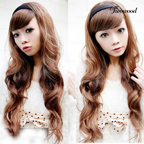 Twowood Fashion Wanita Seksi Bergaya Keriting Bergelombang Setengah Kepala Rambut Band Rambut Ekstensi Wig