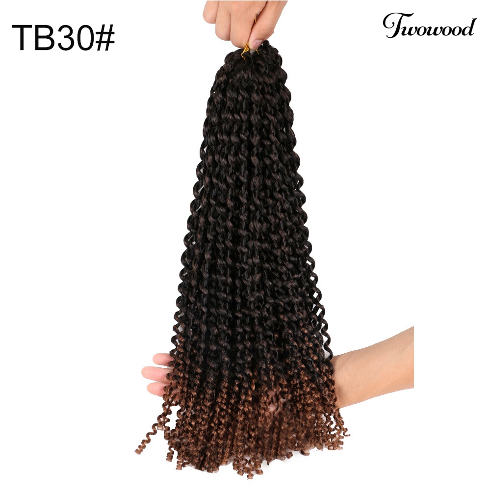 Twowood 45 cm Twist Crochet Kepang Gelombang Air Keriting Bergelombang Wig Rambut Sintetis Ekstensi