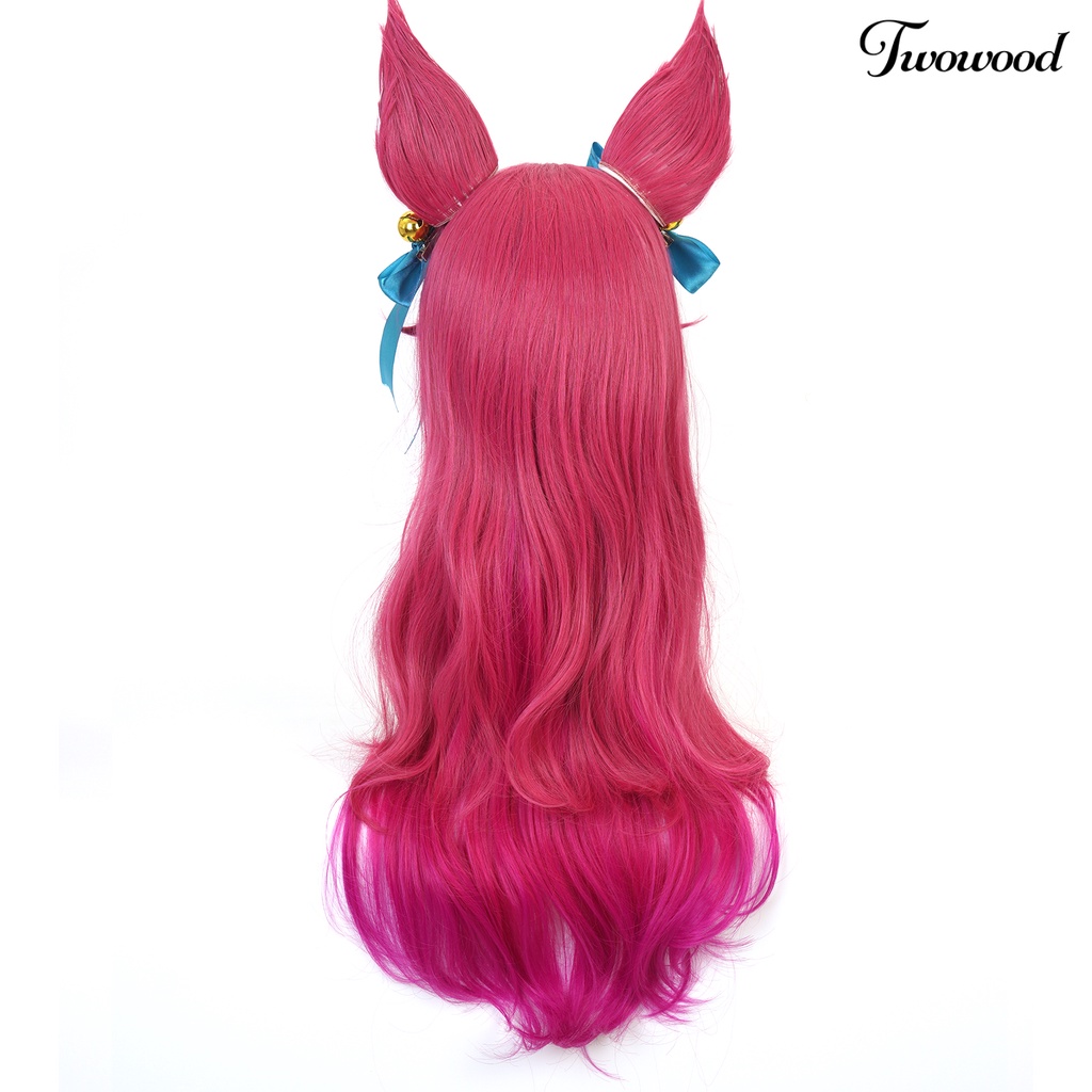 Twowood Spirit Blossom Ahri Panjang Keriting Gradien Wig Rambut Palsu Pesta Cosplay Sopak