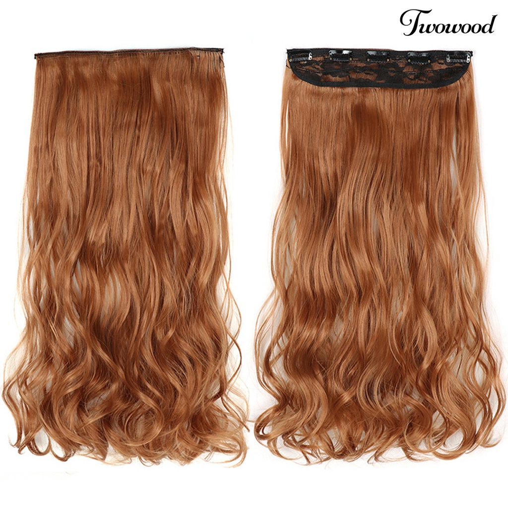 Twowood Wig Piece Tidak Jatuh Halus Lembut Berbulu Meningkatkan Volume Rambut Alami 5klip Panjang Riak Air Suhu Tinggi Kawat Wig Klip Modelling Supply