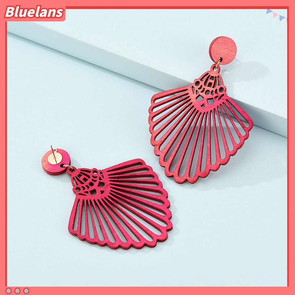 [BLS] 1pasang Anting Menjuntai Retro Geometris Berongga Diukir Permukaan Halus Handmade Hias Colorfast Tanpa Sakit Memakai Tindik Stud Earrings Perhiasan Aksesori