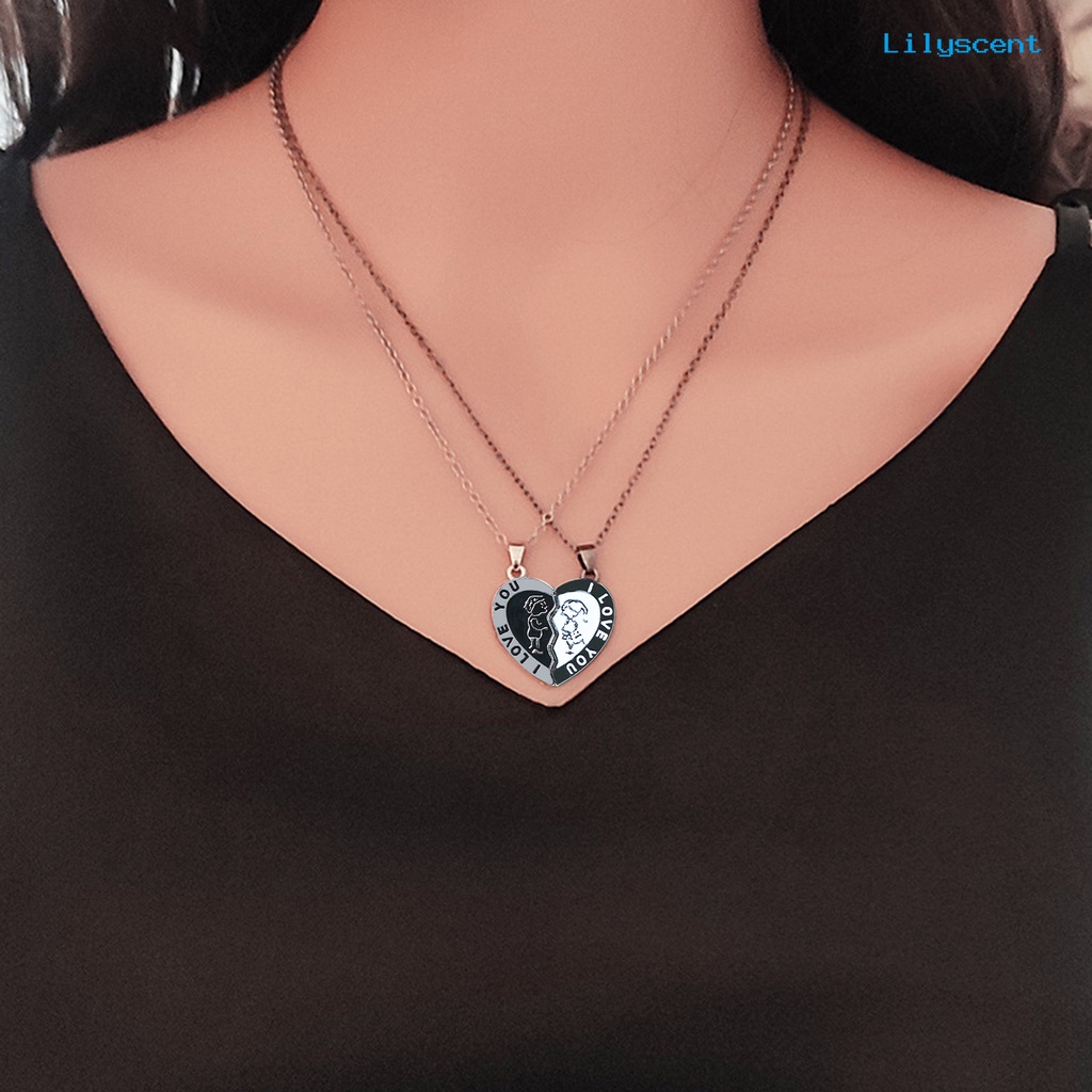 [LS]1 Pasang Liontin Kalung Gaya Vintage Berbentuk Hati Menarik Electroplating Kepribadian Hadiah Valentine Paduan Pesona Yang Sesuai Dengan Cinta Hati Kalung Aksesoris Pasangan