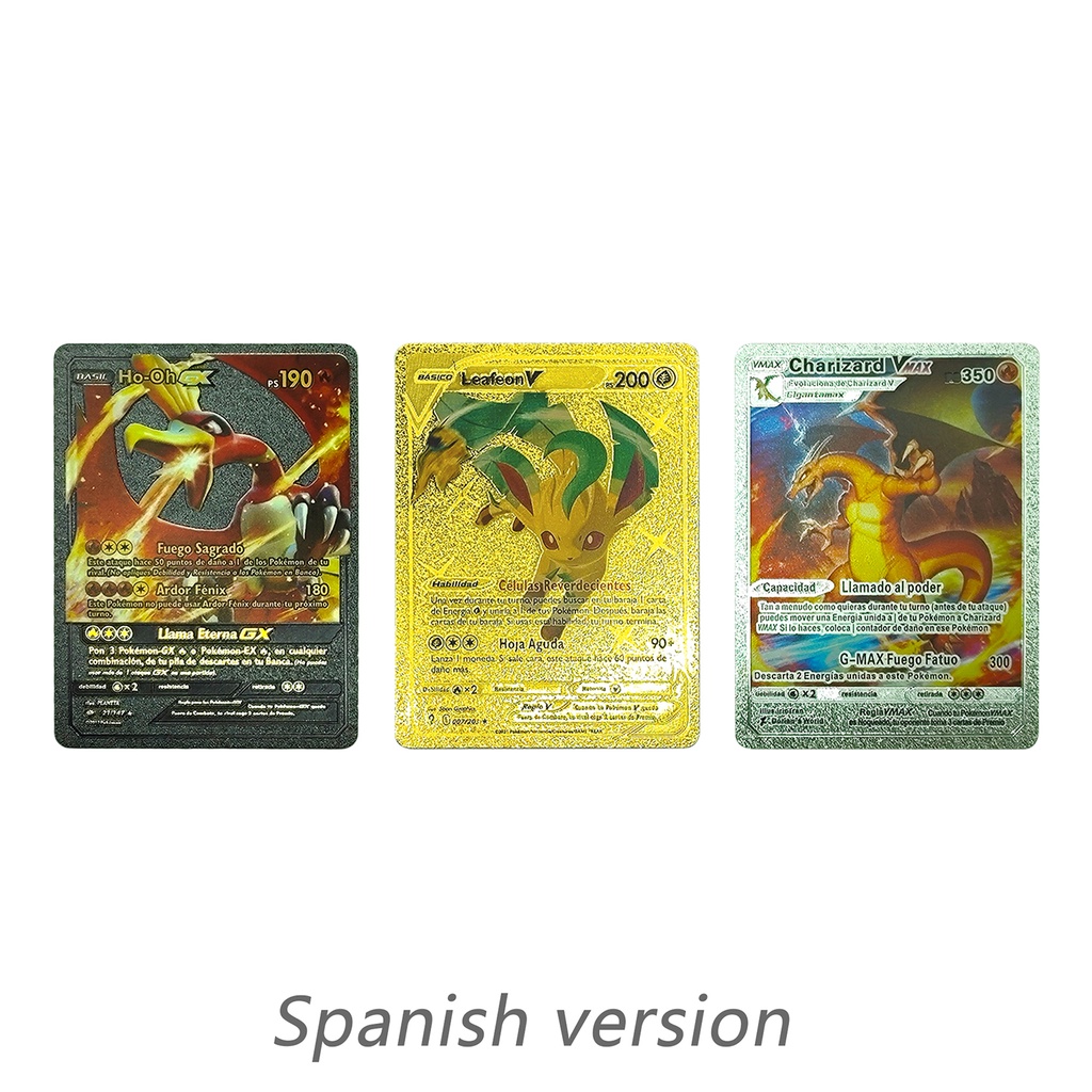 54 Pcs 27 Pcs Kartu Pokemon Spanyol Metal Hitam Emas Charizard Pikachu Game Card Battle Collections Mainan Untuk Anak Dewasa