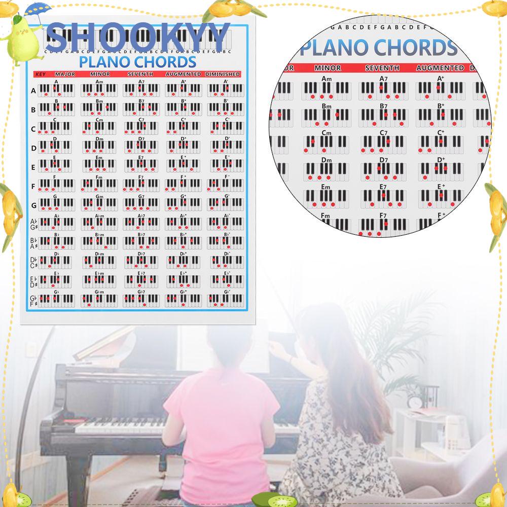 Chookyy Tablature Piano Chords 2ukuran Poster Instrumen Keyboard Siswa 88kunci Pemula