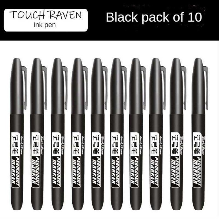 

Touch Raven Spidol Permanent Marker Waterproof Ink 10 PCS - Hitam