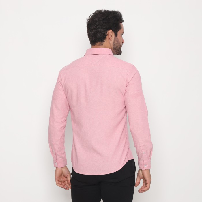 RICARDO Kemeja Pria Polos Pink Lengan Panjang 32372-32302