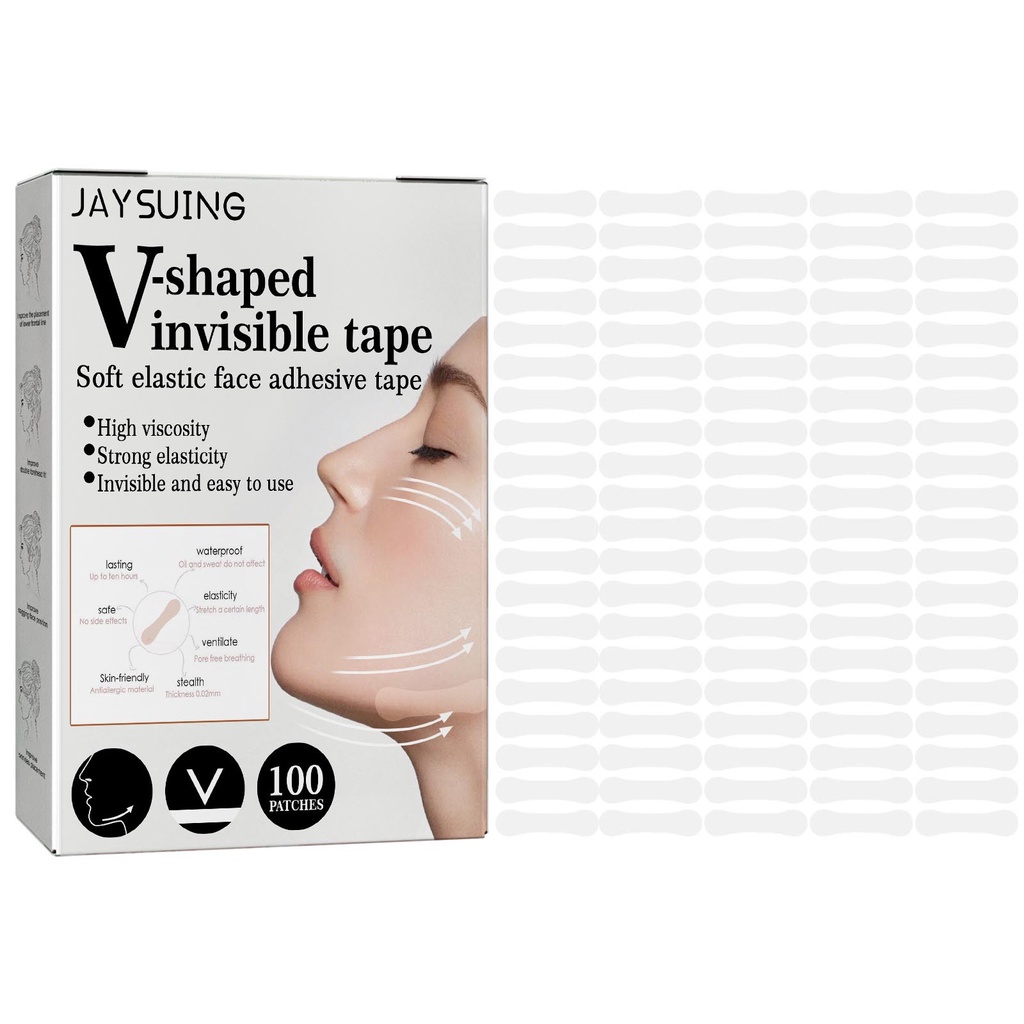 Stiker Wajah Anti Kerut/Sticker Garis Wajah Alat Penarik Wajah/V-Shaped Invisible Tape Instant Face Lift Tape 100 Patches