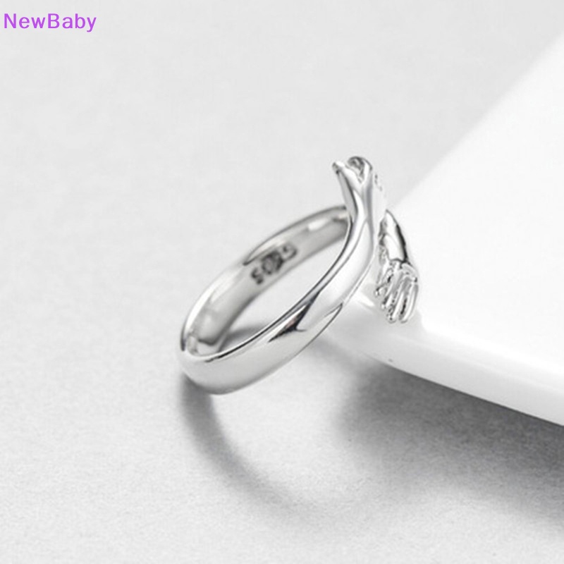 Newbaby925 sterling Perhiasan Perak Cinta Peluk Cincin retro fashion Pasang Aliran Terbuka Cincin ID