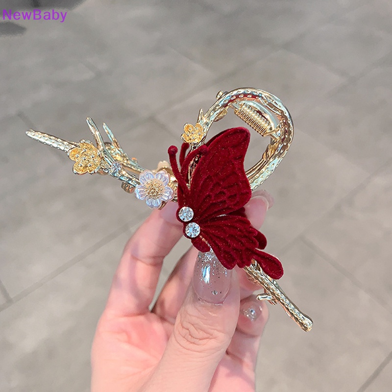 Newbaby Vintage Butterfly Claw Clip Cakar Rambut Hiu Elegan Untuk Wanita Jepit Rambut ID