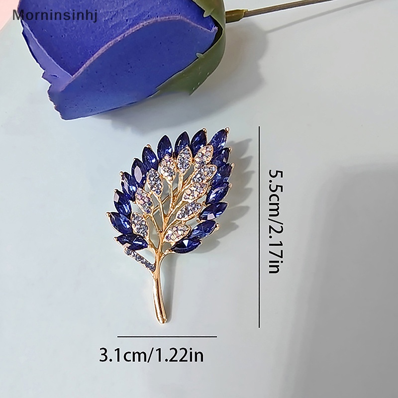 Mornin Elegan Tanaman Daun Logam Bros Fashion Korsase Berlian Imitasi Perhiasan Vintage Brooch Pin Aksesoris Pakaian Untuk Wanita Hadiah id