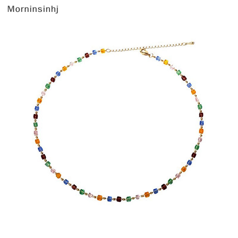 Mornin Bohemian Manik-Manik Kristal Warna-Warni Rumbai Gelang Fashion Kalung Sederhana Trendi Handmade Rantai Klavikula Untuk Wanita Perhiasan Hadiah id