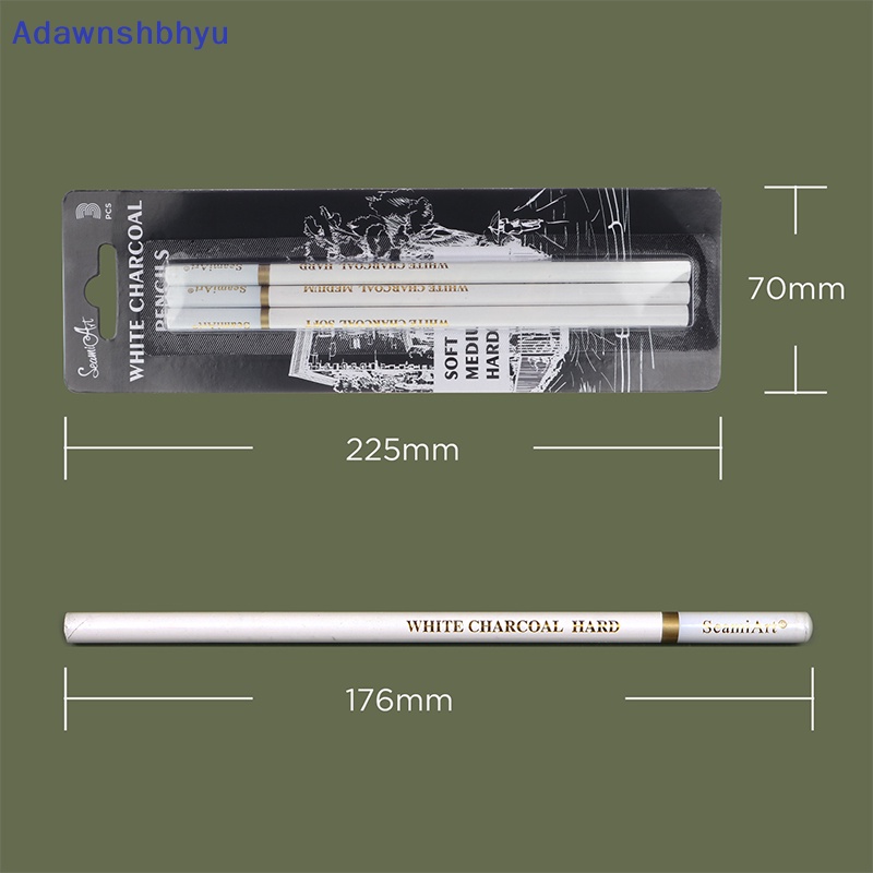 Adhyu 3pcs Pensil Arang Sketsa Warna Putih Untuk Membuat Sketsa Gambar Paing ID