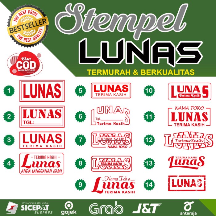 

STEMPEL LUNAS OTOMATIS 1 WARNA MURAH AWET - Desain Nomor 1