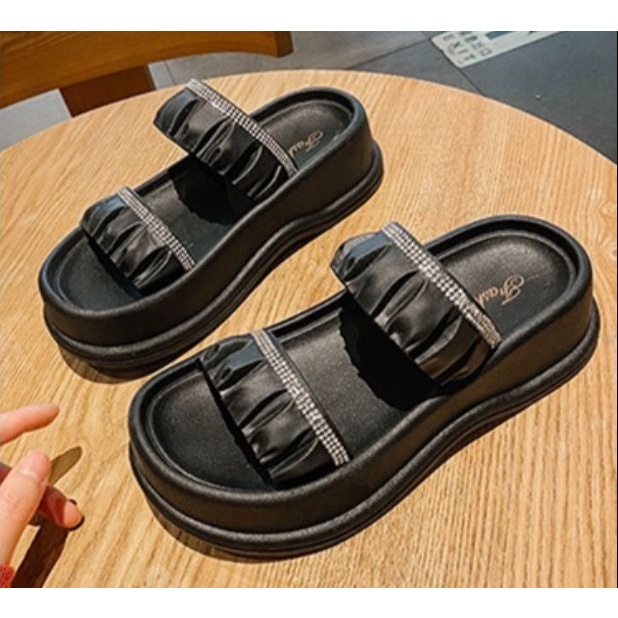 TOPGROSIR TG1738 Sandal Wedges Import Wanita Jelly  Platform Tali Glitter Fashion