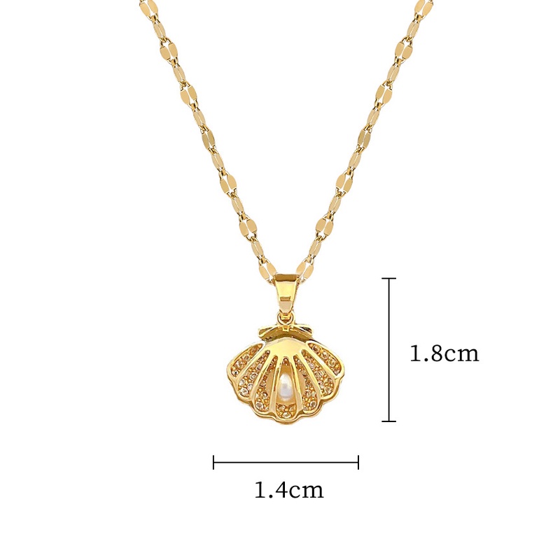 Kadar Tinggi Baru Indah Fashion Wanita Korea Zirkon Shell Liontin Emas Asli Kadar 375  Kalung Hadiah Pacar XL-23027