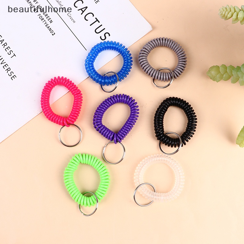 {beautifulhome} 10pcs Serbaguna Stretchable Wristband Keychain Spring Flexible Spiral Elastic Band Bracelet Key Holder Ring Untuk Sauna Gym Olahraga Luar Ruangan Rambut Rings.