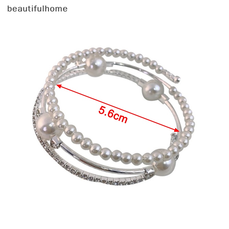 {beautifulhome} Gelang Mutiara Imitasi Kristal Multilayer Stretchable Pearl Bracelet Gelang Mutiara Untuk Wanita Hadiah Perhiasan Pengantin.