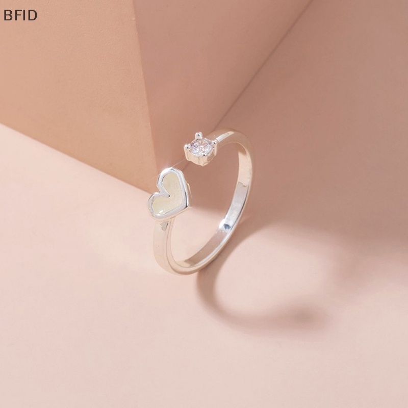 [BFID] Cincin Cinta Hati Bercahaya Menyala Dalam Gelap Fashion Adjustable Pasangan Rings Warna Perak Pink Biru Cahaya Perhiasan Hadiah Untuk Kekasih [ID]