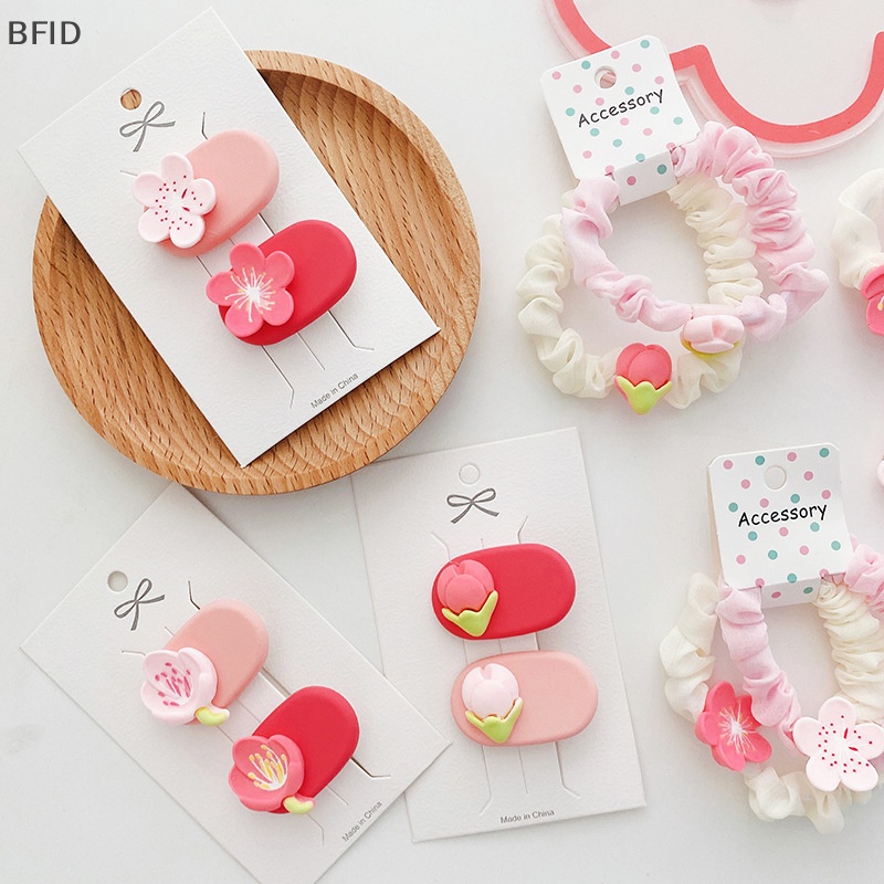 [BFID] 2pcs Korea Kawaii Princess Hair Pin Pita Rambut Elastis Tulip Pink Untuk Anak [ID]