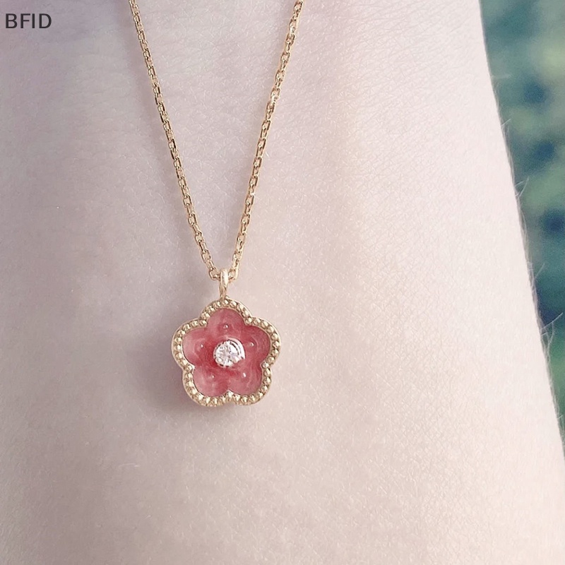 [BFID] Kalung Liontin Bunga Persik Kecil Merah Muda Untuk Wanita Fashion Perhiasan Necklace Accessries [ID]