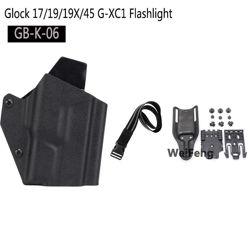 Kydex Gun Holster for Glock 17/19/19X/45 G-XC1 Flashlight with QLS 19 22 Pistol Case Holster with