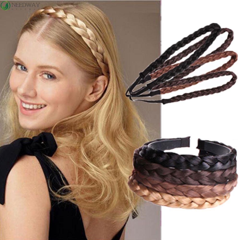 Needway Rambut Band Pernikahan Fashion Wanita Kepala hoop Aksesoris Rambut Hiasan Kepala Memutar Wig Headband