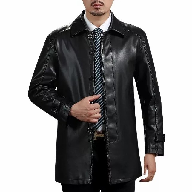 jaket kulit cowok dari kulit asli domba/ jaket kulit blazer panjang pria jaket kulit jas pria 100% o