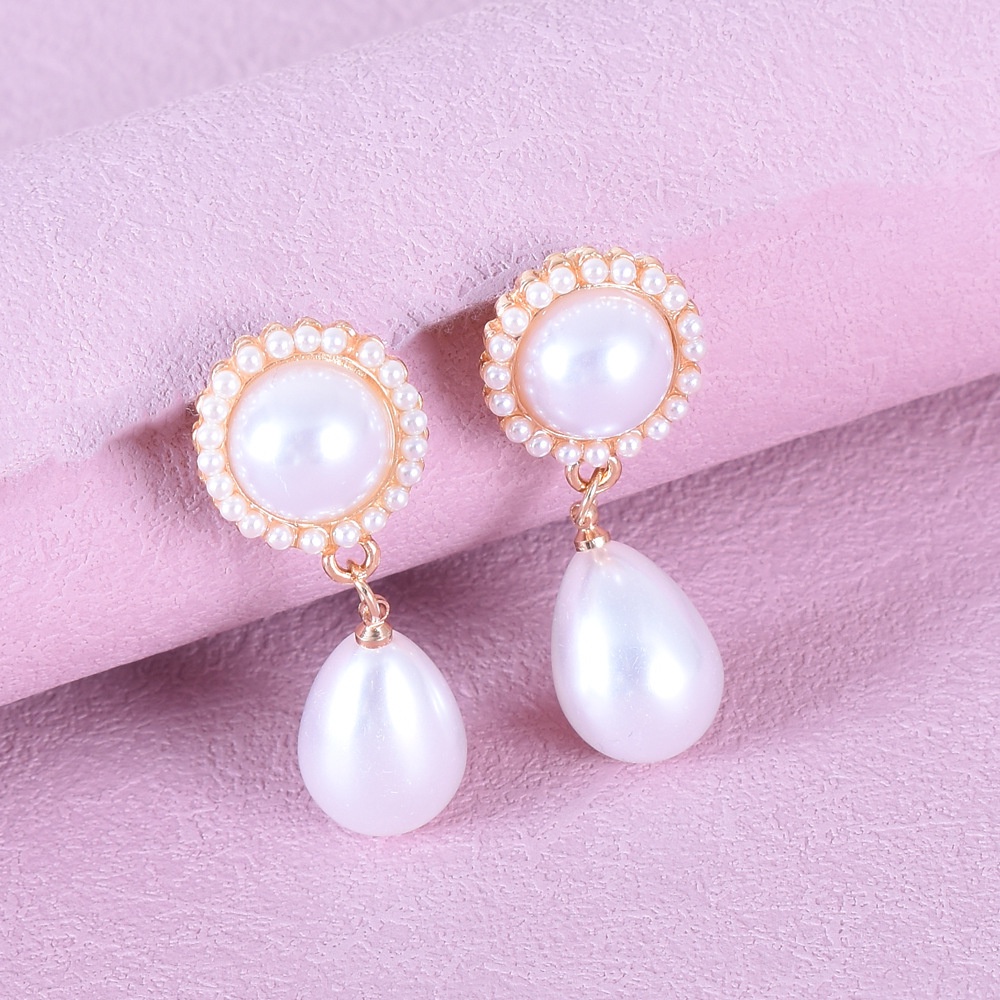 [FRA] Perak Jarum stud Anting Istana retro Sastra Perancis Tetesan Air Tekstur Mutiara Anting Anting earrings