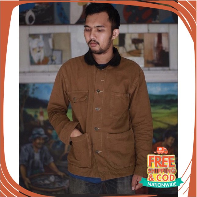 JAKET PERGI CAFE TREVELING KONSER/ jaket parka trucker brown camel, JAKET DAILY OUTDOOR VINTAGE. by 