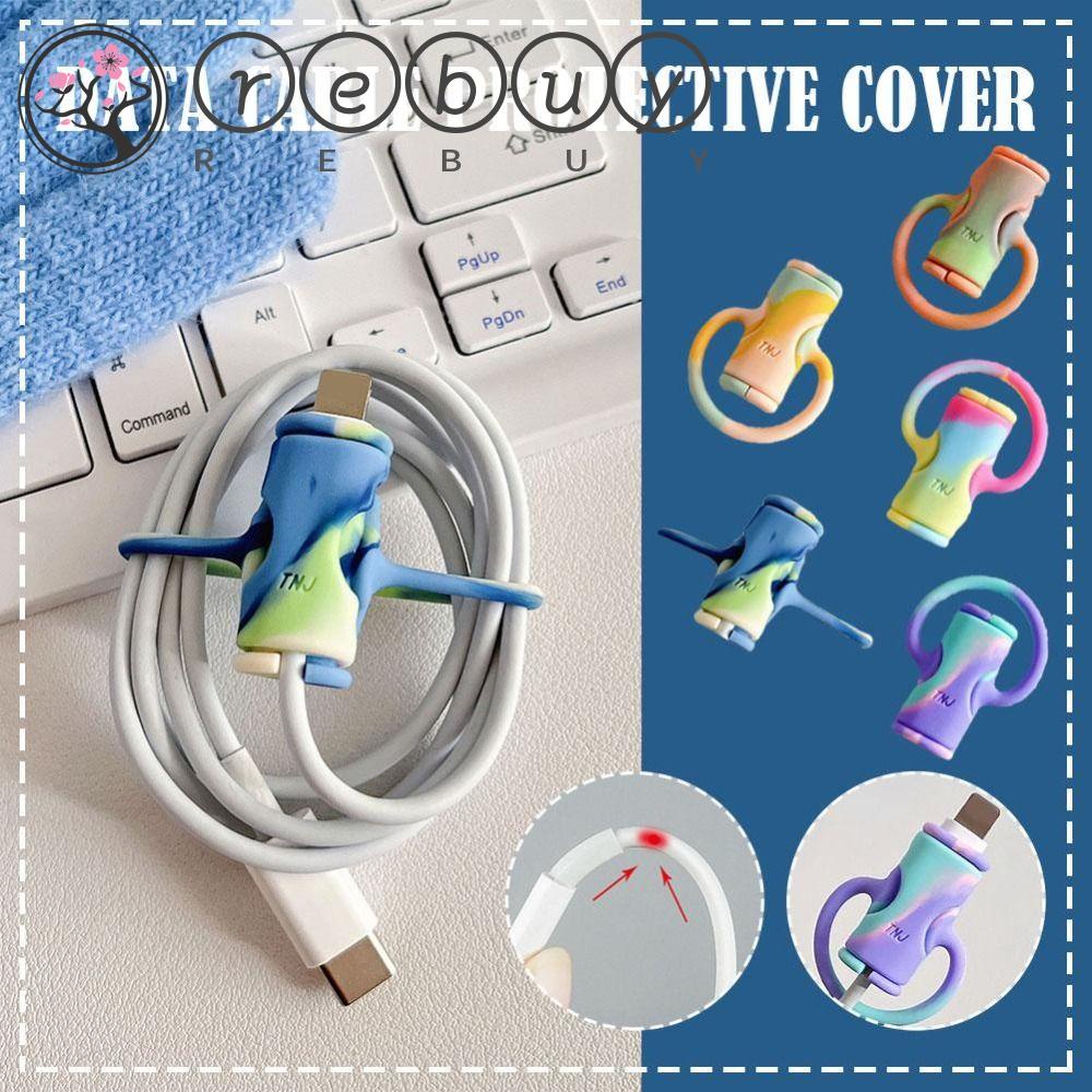 Rebuy Cable Protector Data Line Colorful Soft Cable Organizer Line Protection Sleeve Management Kabel Winder Klip Charger Cord Kawat Pelindung Lengan