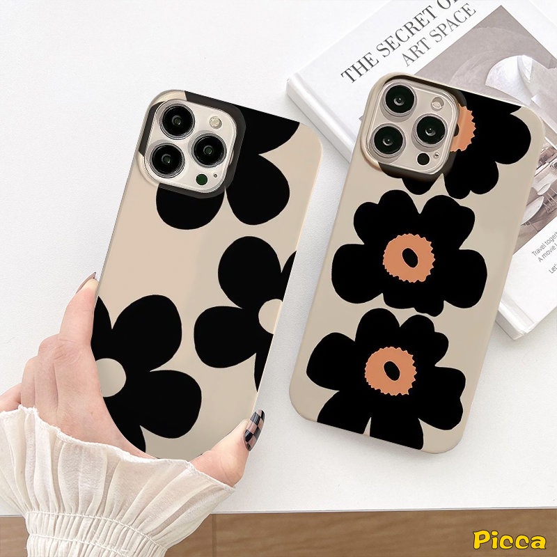 IPHONE Ins Musim Panas Lukisan Minyak Tulip Ponsel Case Kompatibel Untuk Iphone11Xr 7plus7 8 Plus X XS Max 12 11 14 13 Pro Max SE 2020 Tiga Bunga Segar Halus Shockproof Lembut Tpu Penutup Belakang