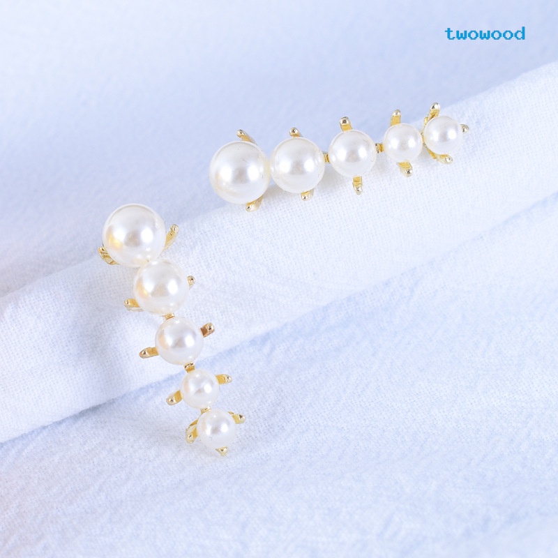 Anting Mutiara Twowood Elegan, simple, Dan Kecil, Dengan Kepribadian, Anting, Anting, Perempuan