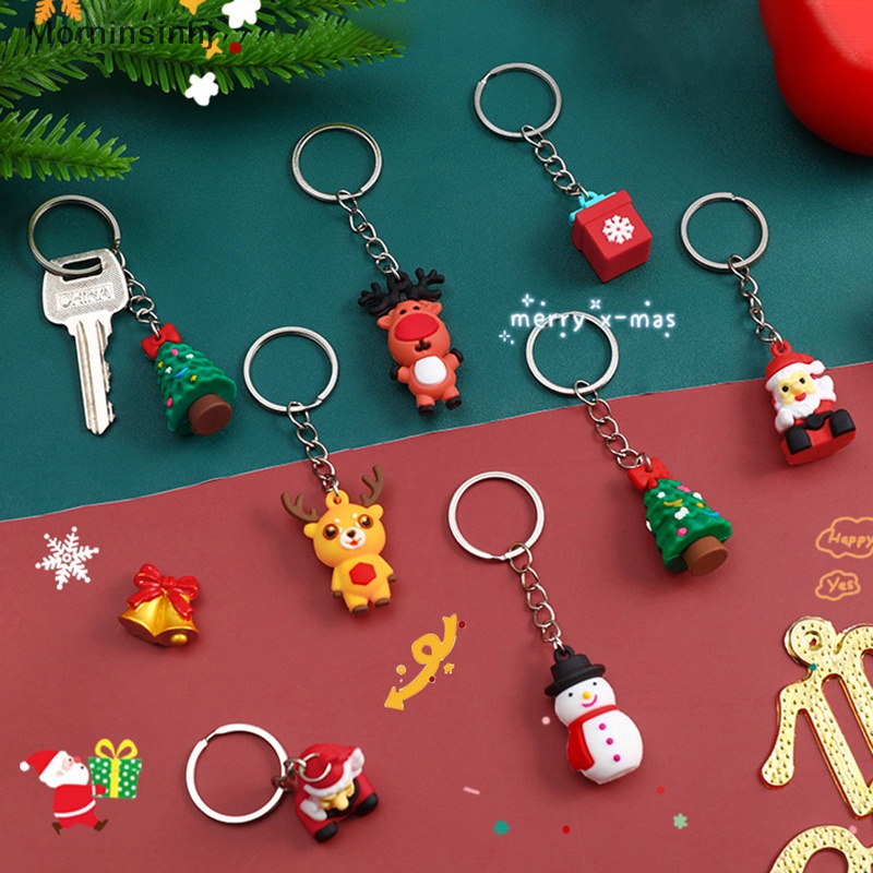 Mornin Baru Gantungan Kunci Kreatif Liontin Kartun Santa Claus Elk Snowman Keychain 3D Boneka Gantungan Kunci Tahun Baru Dekorasi Fashion Xmas Key Ring id