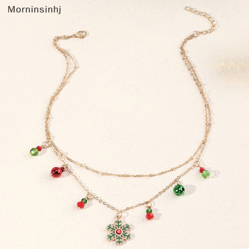 Mornin Halus Warna-Warni Lonceng Kristal Pohon Natal Liontin Kalung Untuk Wanita Fashion Klavikula Rantai Kalung Perhiasan Xmas Tahun Baru Hadiah id